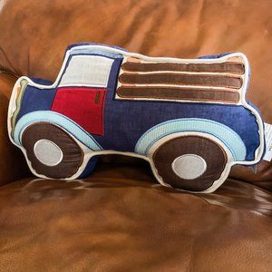 NWT Truck Shaped Pillow Appliqued and Embroidered for Nursery or Child's Room